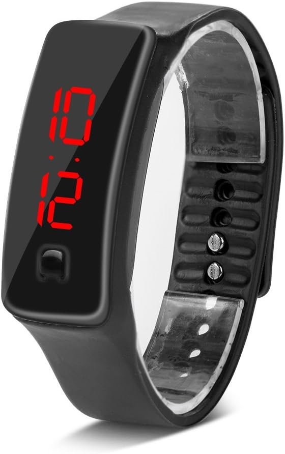 AYNEFY Fitness Tracker Watch, LED Watch Sports Silicone Strap Digital 12-Hour Dial E Activity Tracker Health Exercise Watch Wristwatch Watch for Men Women Teens Students(Black)