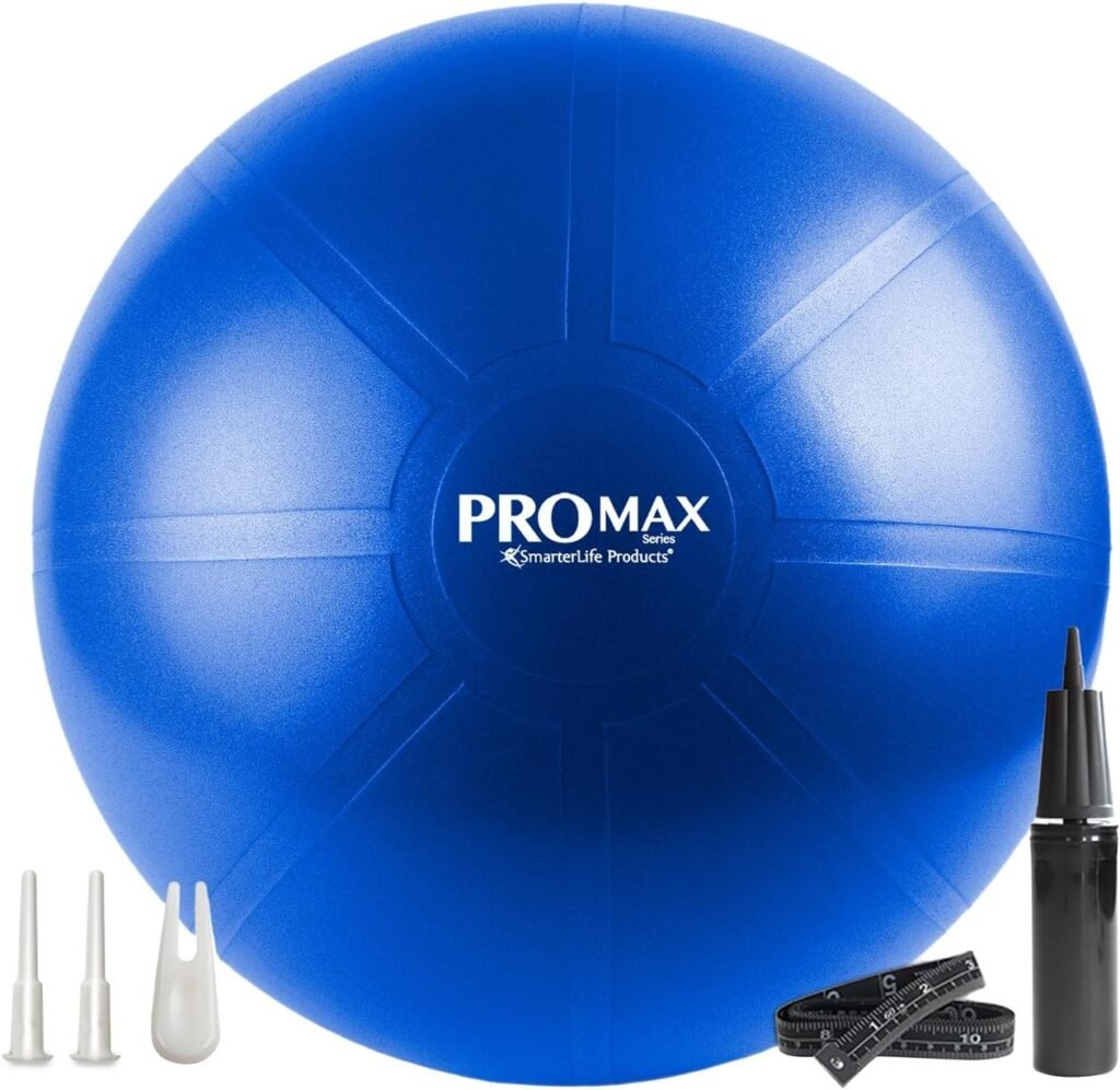 SmarterLife PRO MAX Workout Exercise Ball for Fitness, Yoga, Balance, Stability, or Birth Ball for Pregnancy and Labor, Great as Yoga Ball Chair for Office or Home Gym Equipment